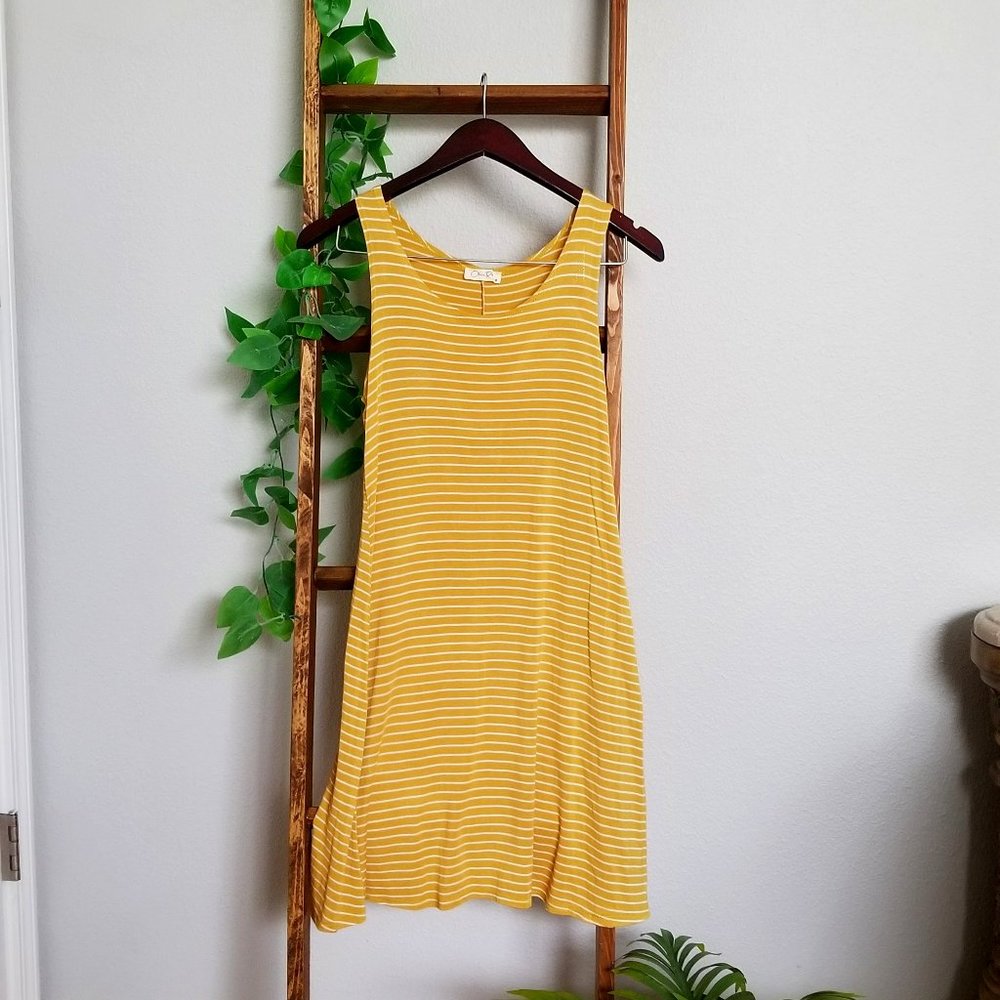 Yellow Striped Summer Dress, Size Small